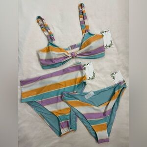 Chelsea & Violet XL 3-Piece Swim Set Striped Print